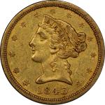 1843-O Liberty Head Half Eagle. Large Letters. Winter-1, the only known dies. Late Die State. AU-50 