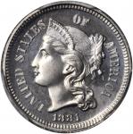 1881 Nickel Three-Cent Piece. Proof-66 (PCGS). CAC.