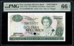 New Zealand, $20, 1985-89, Specimen (P-173ns) S/no. TEN000000 092, PMG 66EPQ1985-89年新西兰20元样票
