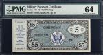Military Payment Certificate. Series 472. $5. PMG Choice Uncirculated 64.