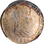 CHILE. 8 Reales, 1815-So FJ. Santiago Mint. Ferdinand VII. NGC MS-64.