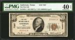 Anderson, Texas. $10  1929 Ty. 1. Fr. 1801-1. The First NB. Charter #7337. PMG Extremely Fine 40 EPQ