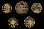 Lot of (5) 1976 U.S. Bicentennial Medallions. Gold. Mint State.