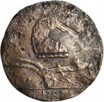 1787 New Jersey Copper. Maris 58-n, W-5320. Rarity-5-. Camel Head--Overstruck on Connecticut Copper-