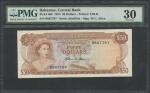 Central Bank of The Bahamas, $50, 1974, serial number B867787, brown, Queen Elizabeth II at left, re