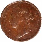 海峡殖民地。1878年一分。STRAITS SETTLEMENTS. Cent, 1878. London Mint. Victoria. PCGS VG-10 Gold Shield.
