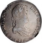 PERU. 8 Reales, 1816-LIMA JP. Lima Mint. Ferdinand VII. NGC EF-45.