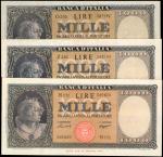 ITALY. Lot of (3). Banca DItalia. 1000 Lire, 1947. P-88a, 88b & 88c. Very Fine to Extremely Fine.
