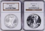 Lot of (2) Silver Eagles. MS-69 (NGC).