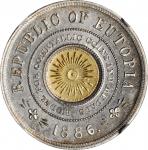 1886 Eutopia Dollar. Silver and Gold (bimetallic). 32 mm. HK-1005. Rarity-8. MS-64 (NGC).