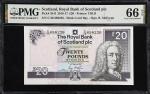 SCOTLAND. Royal Bank of Scotland plc. 20 Pounds, 2016-17. P-354f. PMG Gem Uncirculated 66 EPQ.