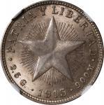 CUBA. 10 Centavos, 1915. Philadelphia Mint. NGC MS-65.