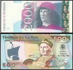 德纳罗与德国印钞公司广告票一组两枚，均UNC，世界纸币