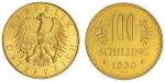 Austria. Republik. 100 Schilling, 1930. Eagle with Arms of the Republic, hammer and sickle in talons