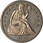 1864 Liberty Seated Silver Dollar. Proof-63 (PCGS).