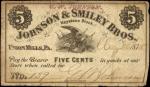 Union Mills, Pennsylvania. Johnson & Smiley Bros. May 20, 1875. 5 Cents. Fine.
