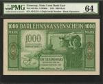 GERMANY. Lot of (2) State Loan Bank East. 1000 Mark, 1918. P-R134a. PMG Choice Uncirculated 64 & Gem