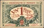 MONACO. Principaute de Monaco. 1 Franc, 1920. P-5. Fine.