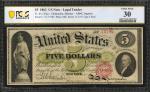 Fr. 61c. 1862 $5 Legal Tender Note. PCGS Banknote Very Fine 30.
