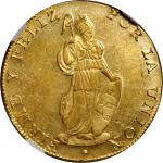 PERU. 8 Escudos, 1839-A. Cuzco Mint. NGC MS-62.