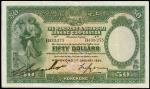 HONG KONG. Hong Kong & Shanghai Banking Corporation. $50, 1.1.1934. P-175d.