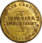New York, New York. 1868 Terence Farley. Bowers NY-5000. Gilt brass. 34 mm. About Uncirculated.