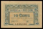 Banque de LIndo-Chine, French Indo-China, 10 cents, 1919, serial number 4448106, blue, (Pick 43), un