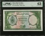 LIBYA. Bank of Libya. 5 Libyan Pounds, 1963. P-26. PMG Choice Uncirculated 63.