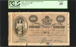 CUBA. Banco Espanol de la Isla de Cuba. 1000 Pesos, 1896. P-51B. PCGS Very Fine 30.