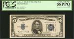 Fr. 1654*. 1934D $5 Silver Certificate Star Note. PCGS Currency Choice About New 58 PPQ.