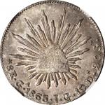 MEXICO. 8 Reales, 1863/59-Ga JG. Guadalajara Mint. NGC MS-64.
