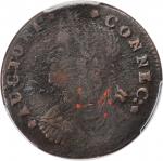 1787 Connecticut Copper. Miller 33.4-q, W-3415. Rarity-5. Draped Bust Left. VF Details--Environmenta