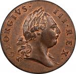 1773 Virginia Halfpenny. Newman 26-Y, W-1680. Rarity-2. Period After GEORGIVS, 8 Harp Strings. MS-65