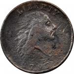 1793 Flowing Hair Cent. Chain Reverse. S-2. Rarity-4+. AMERICA, Without Periods. Good-6 Environmenta