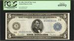 Fr. 851a. 1914 $5 Federal Reserve Note. New York. PCGS Currency Gem New 65 PPQ.
