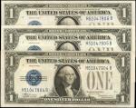 Lot of (3) Fr. 1604. 1928D $1 Silver Certificates. Choice About Uncirculated.