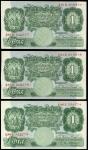 Bank of England, P.S.Beale, ｣1 (2), ND (1950), prefixes S61S and S98S, green and pale blue, Britanni