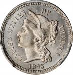 1875 Nickel Three-Cent Piece. Proof-66 (PCGS).