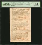 Uncut Sheet of (3) NC-136a-137-135. North Carolina. December, 1771. 2 Shilling, 6 Pence-5 Shilling-1