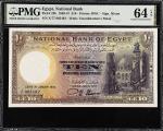 EGYPT. National Bank of Egypt. 10 Egyptian Pounds, 1944. P-23b. PMG Choice Uncirculated 64 EPQ.