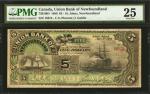 CANADA-NEWFOUNDLAND. Union Bank of Newfoundland. 5 Dollars, 1889. CH #750-16-04. PMG Very Fine 25.