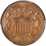1873 Two-Cent Piece. Open 3. Proof-64 BN (PCGS).
