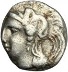 Greek Coins, Southern Lucania, Heraclea. AR Diobol, c. 340-330 BC. HN Italy 1381 var. (head of Athen