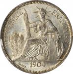 1904-A年坐洋一圆银币 FRENCH INDO-CHINA. Piastre, 1904-A. Paris Mint. PCGS MS-61 Gold Shield.