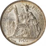1902-A年坐洋一圆银币 FRENCH INDO-CHINA. Piastre, 1902-A. Paris Mint. PCGS Genuine--Cleaning, AU Details Gol