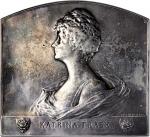 1907 Katrina Trask Plaque. Silver. 80 mm x 83 mm, arched top. 241.9 grams. By Victor David Brenner. 