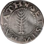 1652 Pine Tree Shilling. Large Planchet. Noe-9, Salmon 7a-Diii, W-750. Rarity-6-. Without Pellets at