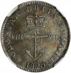 BRITISH WEST INDIES. 1/8 Dollar, 1820. George IV. NGC AU-58.
