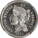 1884 Nickel Three-Cent Piece. Proof-61 Cameo (NGC).