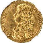 SWEDEN. Ducat, 1677. Stockholm Mint. Karl XI (1660-97). NGC MS-63.